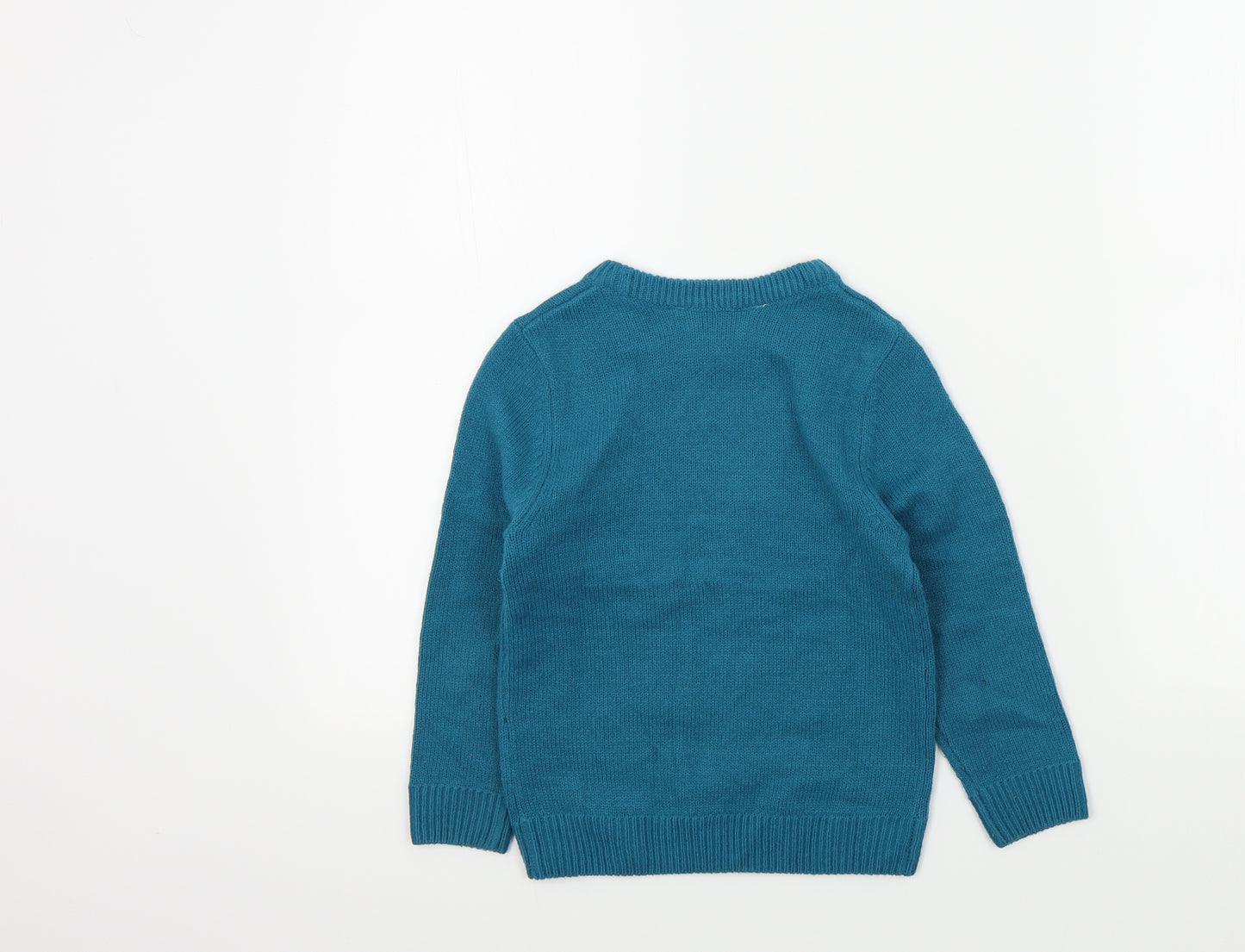 H&M Boys Blue Colourblock  Pullover Jumper Size 5-6 Years