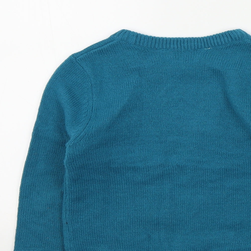 H&M Boys Blue Colourblock  Pullover Jumper Size 5-6 Years
