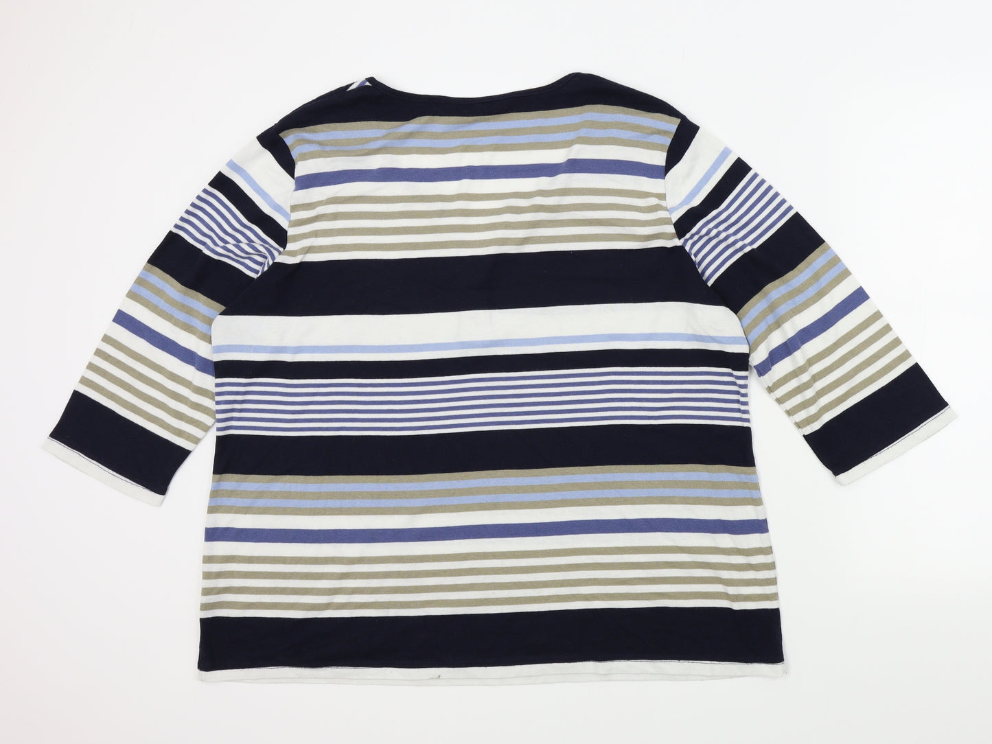 BM Womens Blue Striped  Basic T-Shirt Size XL