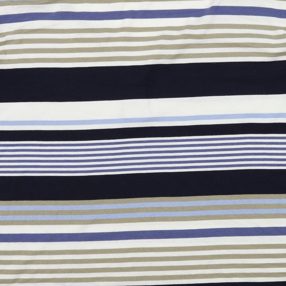 BM Womens Blue Striped  Basic T-Shirt Size XL