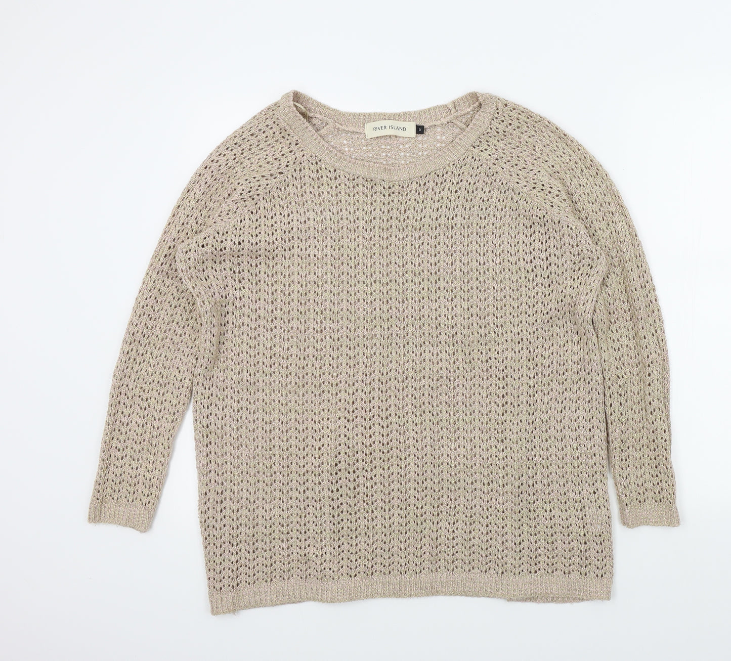 River Island Womens Gold   Pullover Jumper Size 12  - sparkle detail