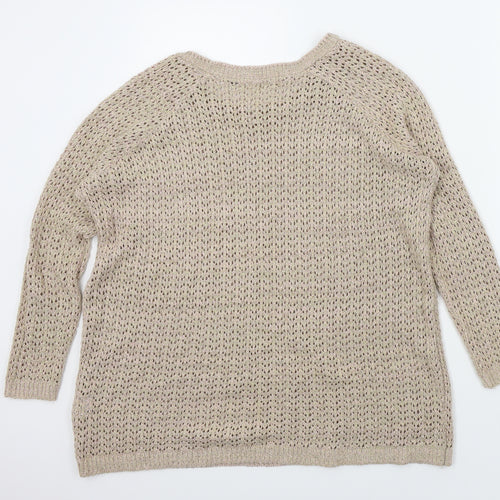 River Island Womens Gold   Pullover Jumper Size 12  - sparkle detail