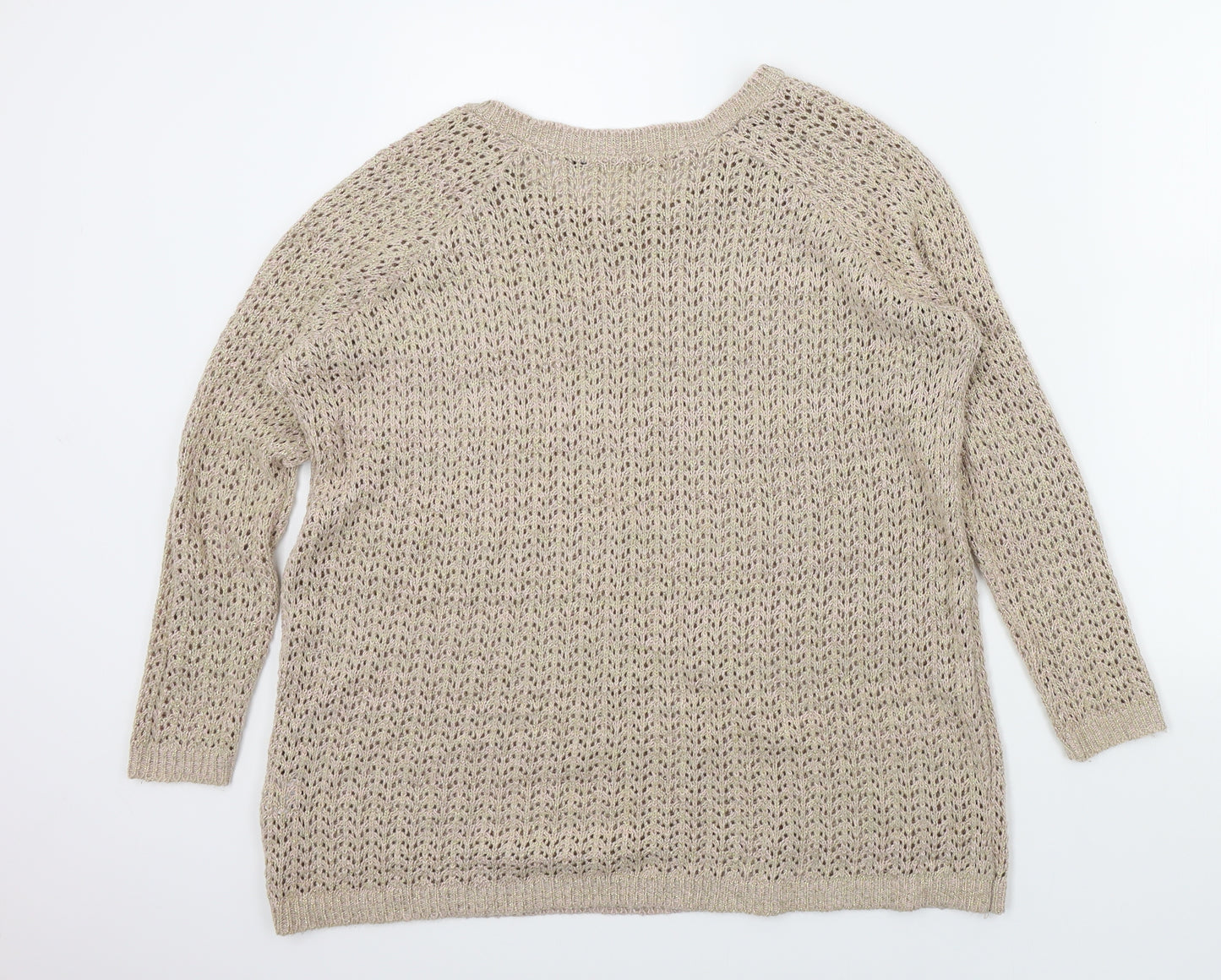 River Island Womens Gold   Pullover Jumper Size 12  - sparkle detail