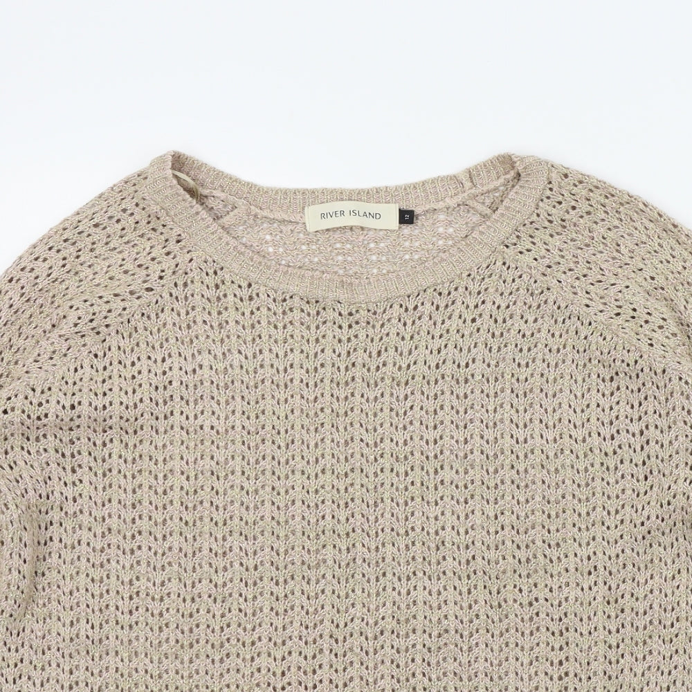 River Island Womens Gold   Pullover Jumper Size 12  - sparkle detail