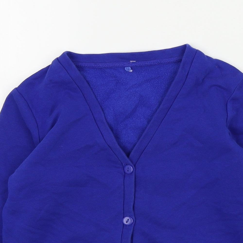 George Girls Blue Colourblock  Cardigan Jumper Size 8-9 Years  - School Cardigan