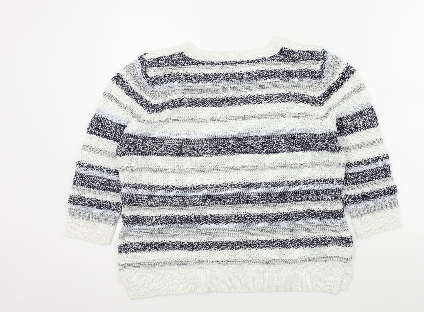 M&Co Womens White Striped  Pullover Jumper Size 16