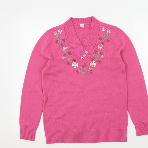 Preworn Womens Pink Floral  Pullover Jumper Size 6
