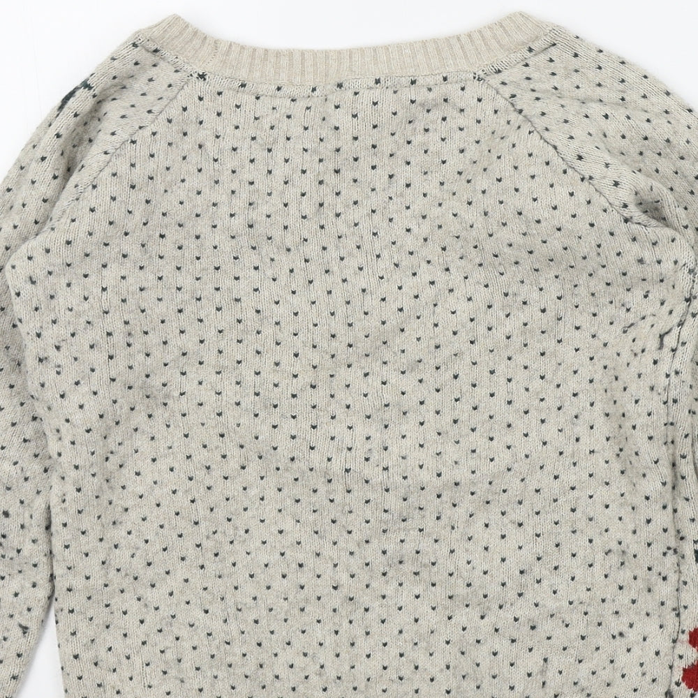 Fat Face Womens Beige   Pullover Jumper Size 10  - Christmas jumper