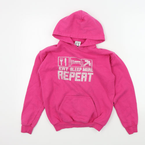 Gildan Girls Pink   Pullover Hoodie Size L