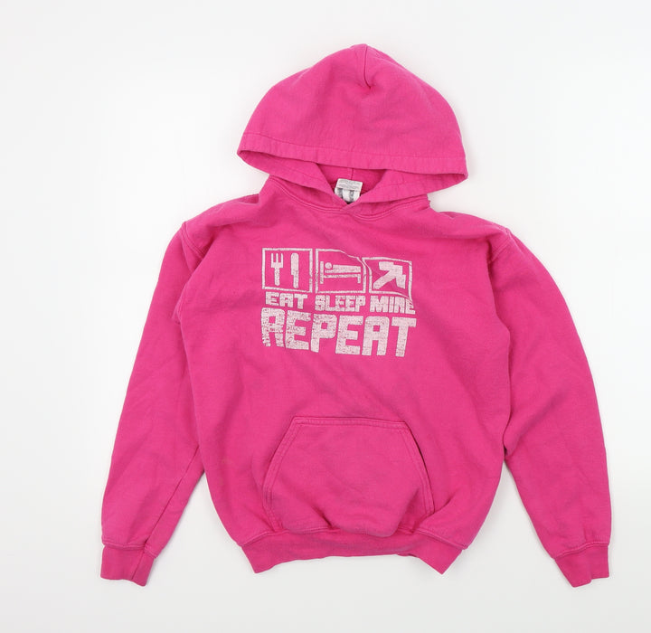 Gildan Girls Pink   Pullover Hoodie Size L