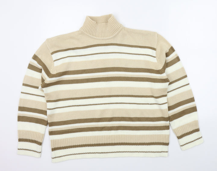 Bonmarché Womens Brown Striped Pullover Jumper Size XL