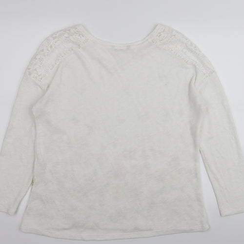 TU Womens White Floral  Basic T-Shirt Size 16