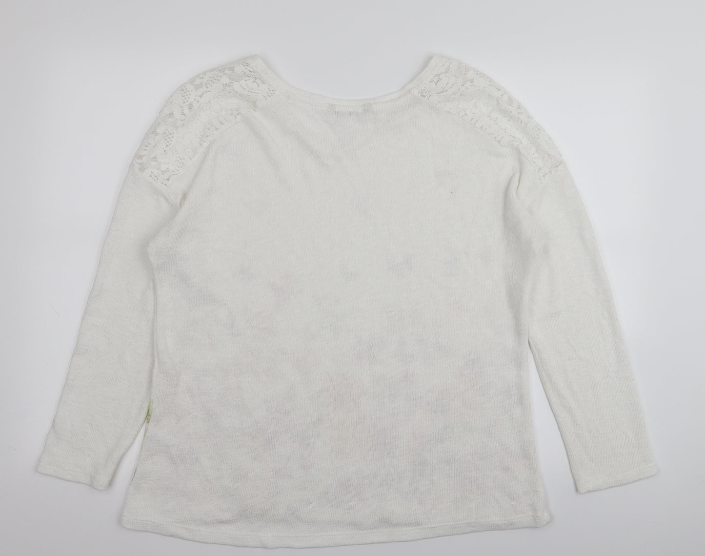 TU Womens White Floral  Basic T-Shirt Size 16