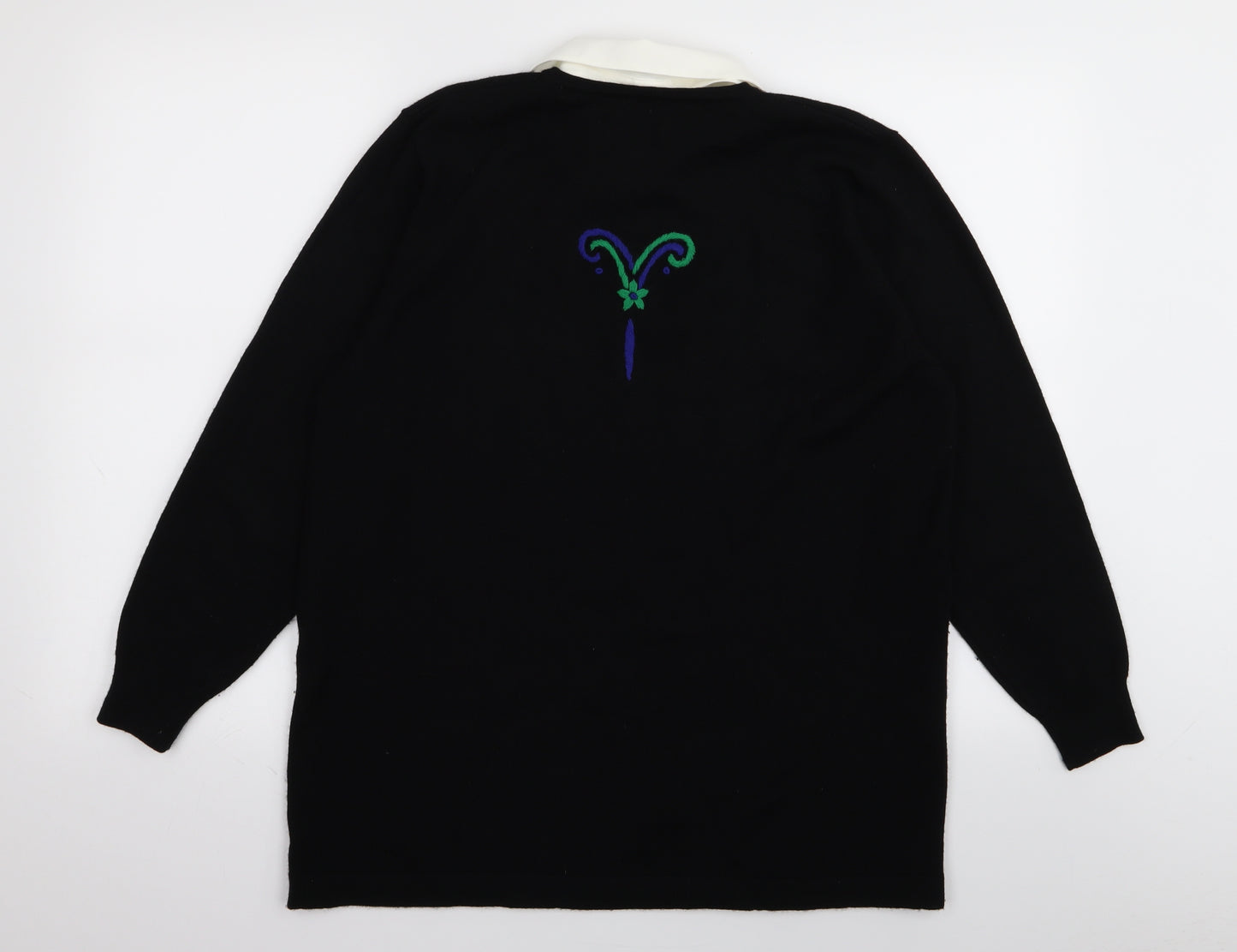 Country Casuals Womens Black Floral  Pullover Jumper Size L