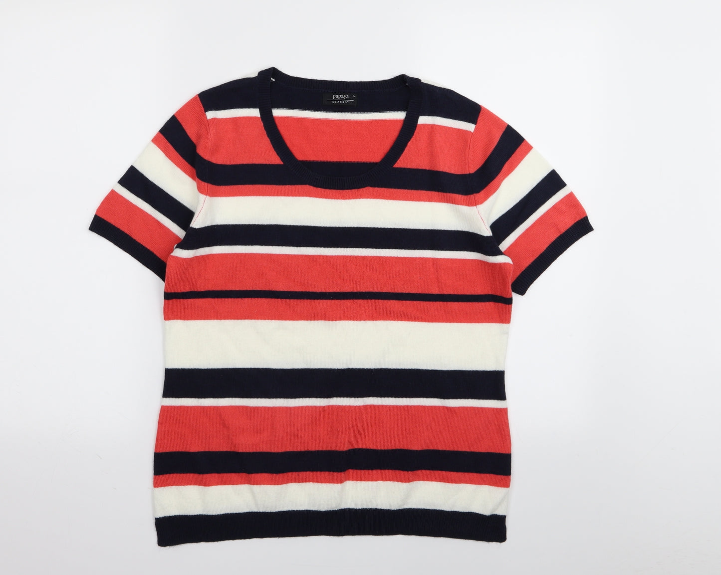 Papaya Womens Multicoloured Striped  Basic T-Shirt Size 14