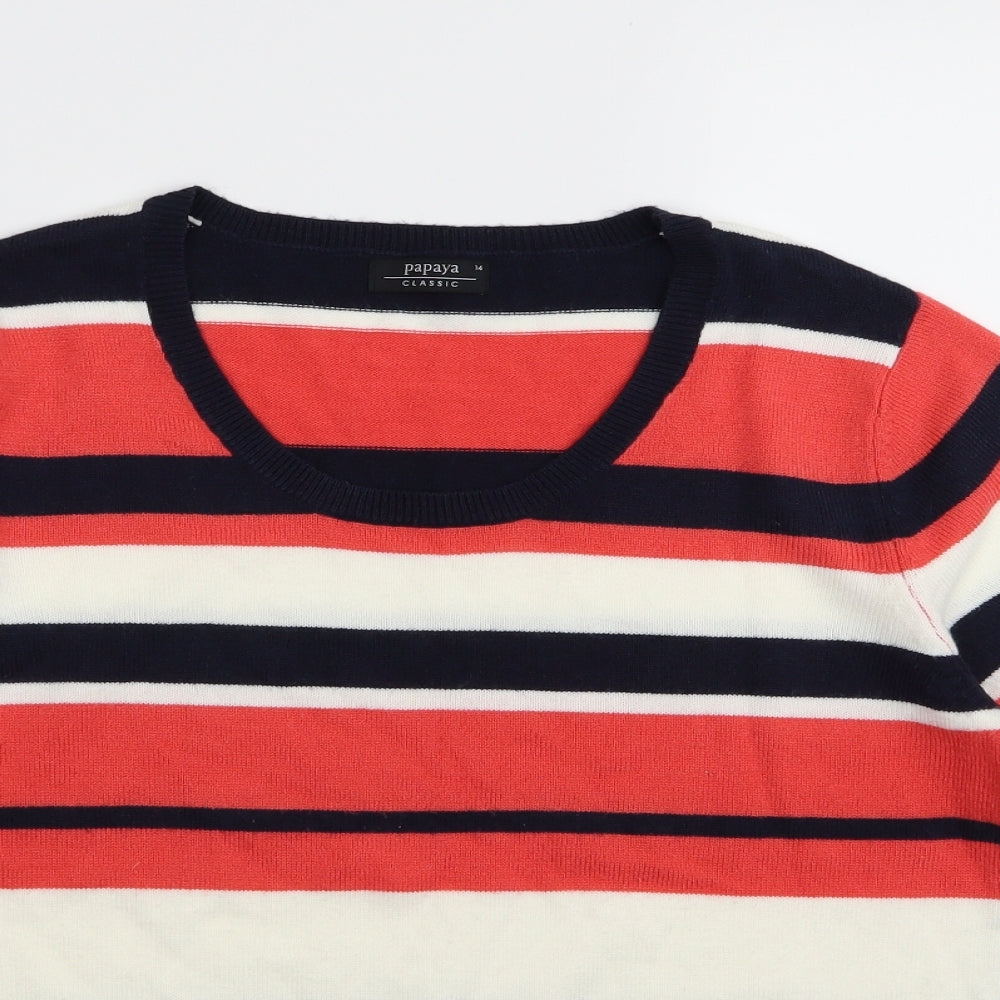 Papaya Womens Multicoloured Striped  Basic T-Shirt Size 14