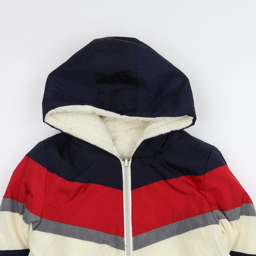 M&Co Boys Multicoloured Striped  Puffer Jacket Coat Size 10 Years