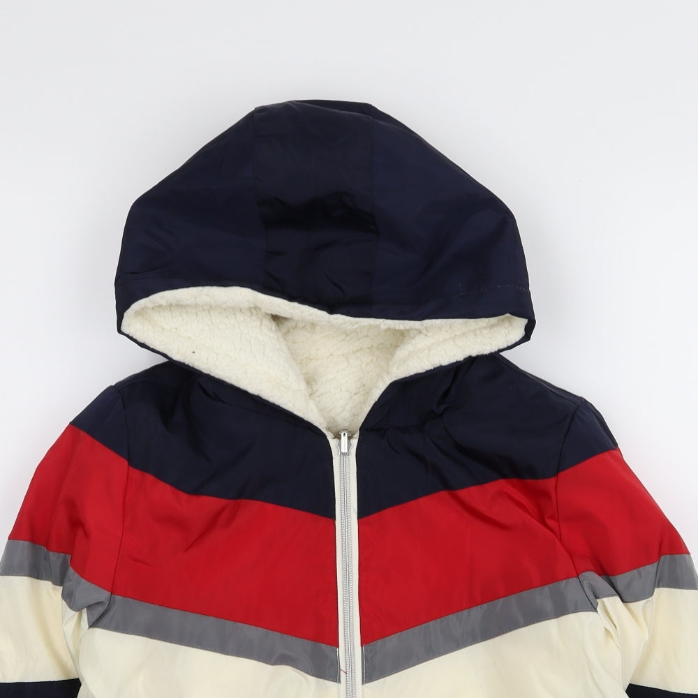 M&Co Boys Multicoloured Striped  Puffer Jacket Coat Size 10 Years