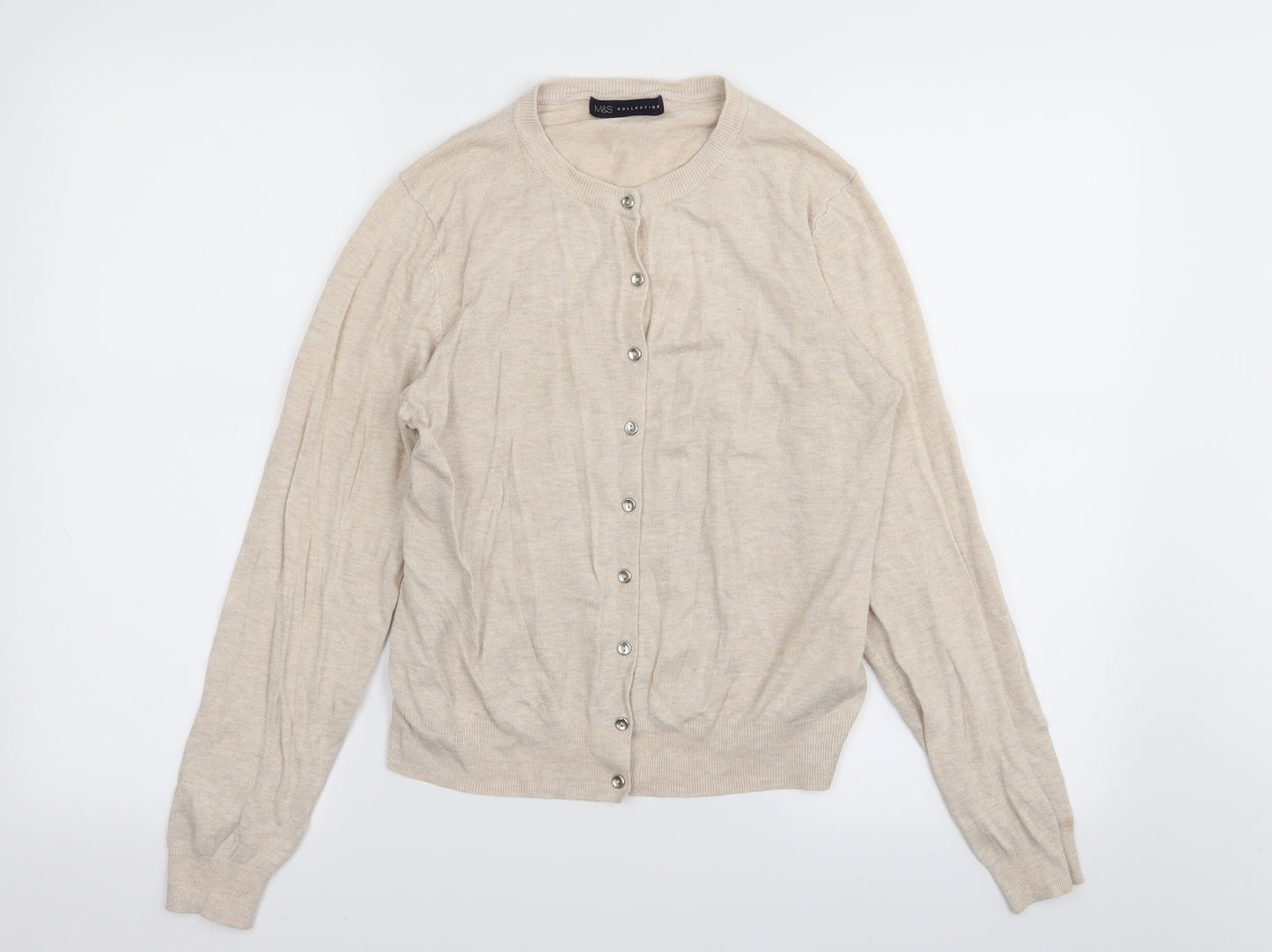 M&S Womens Beige   Cardigan Jumper Size 14