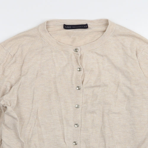 M&S Womens Beige   Cardigan Jumper Size 14