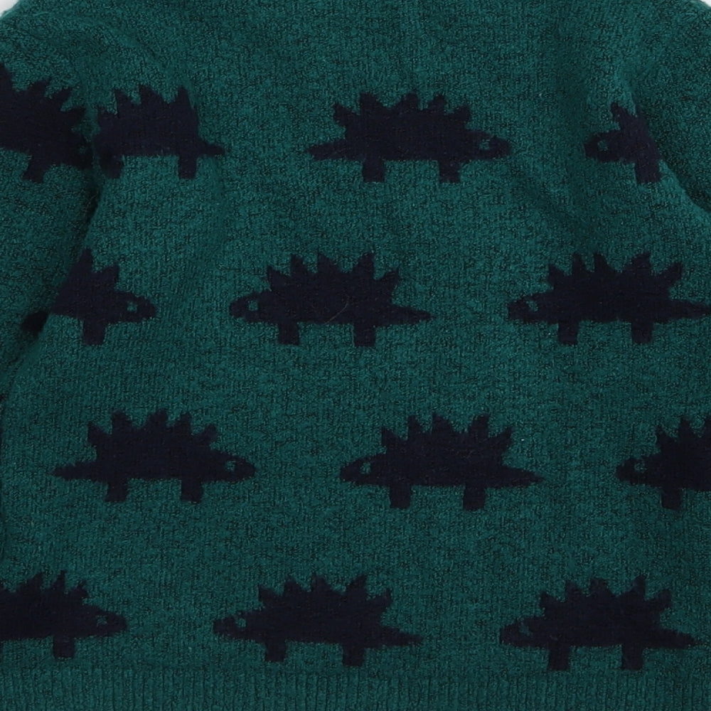 M&S Boys Green Animal Print  Pullover Jumper Size 3-4 Years