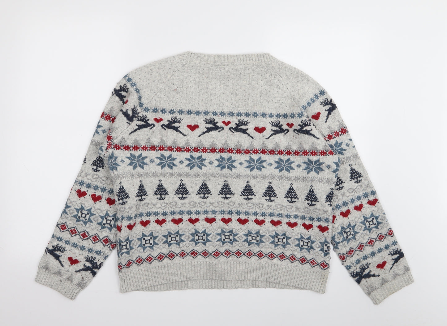 Fat Face Womens Grey Geometric  Pullover Jumper Size 16  - Christmas jumper