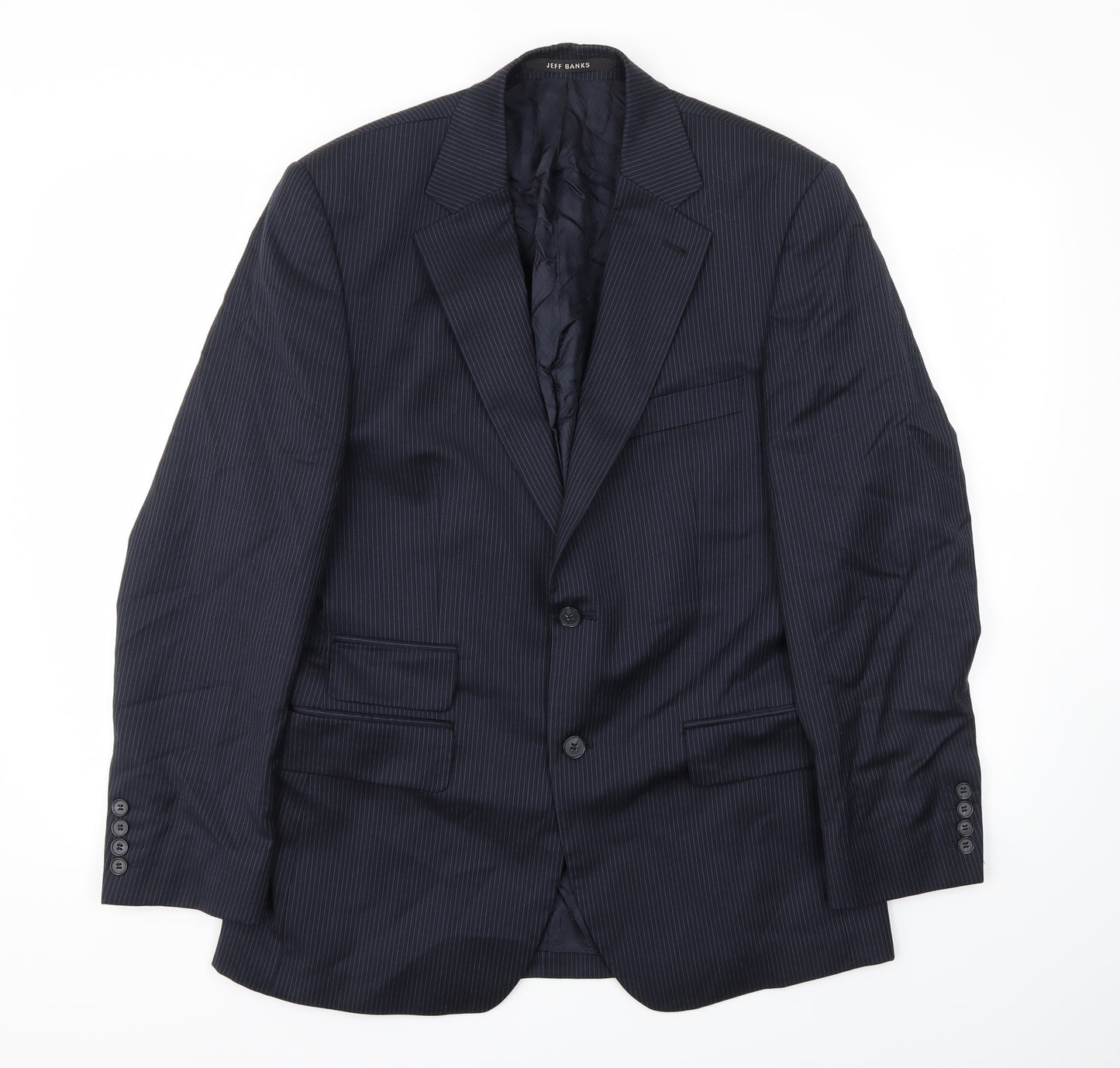 Jeff Banks Mens Blue Striped  Jacket Blazer Size 38