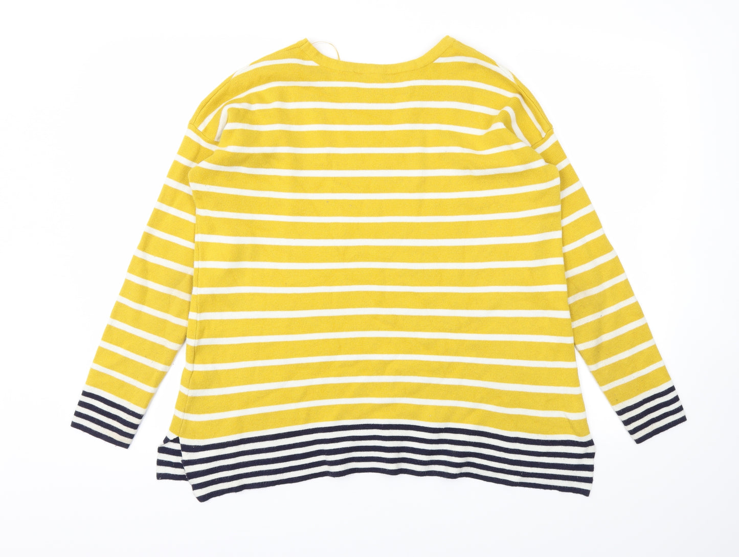 JOULES KNITWEAR Womens Yellow Striped  Pullover Jumper Size 12