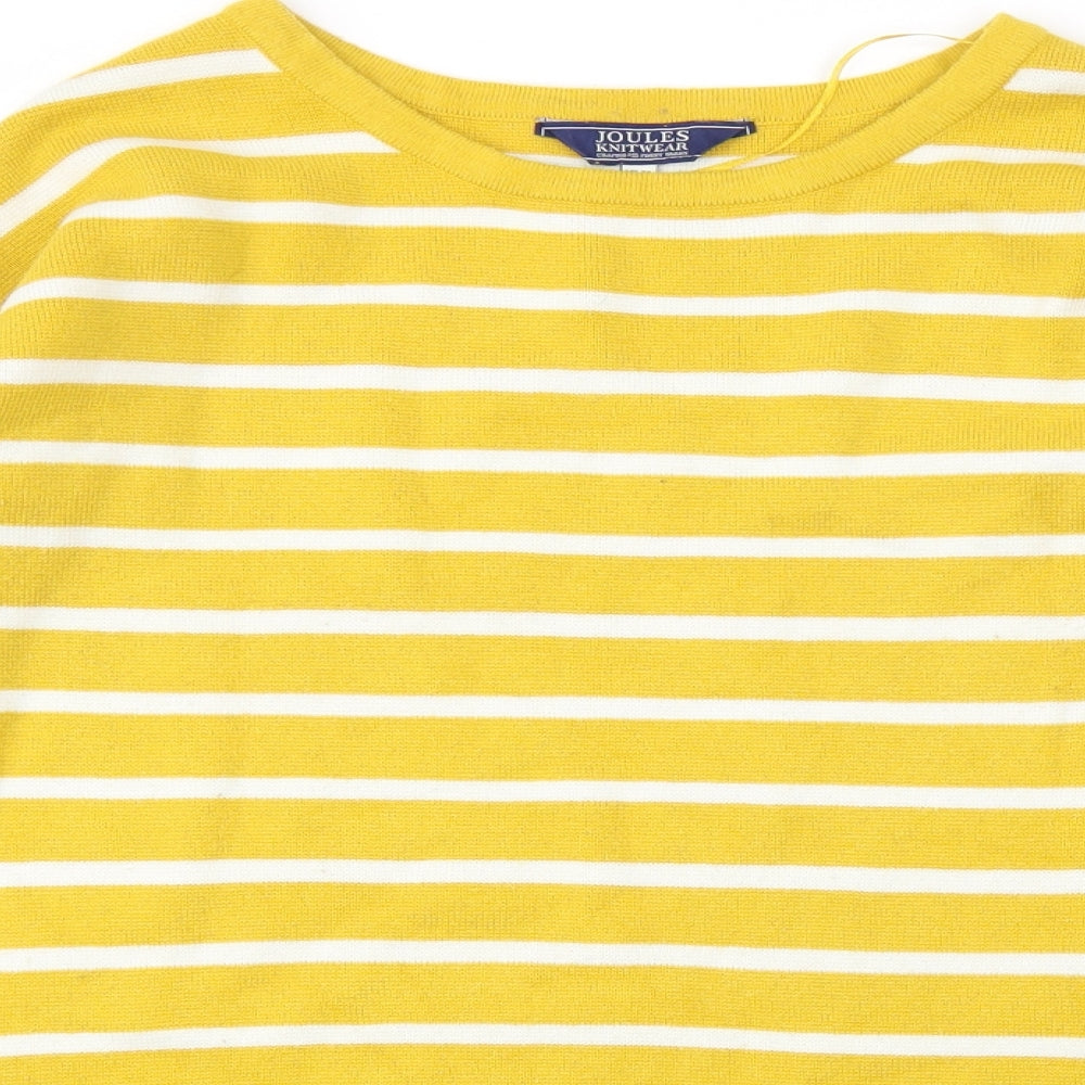 JOULES KNITWEAR Womens Yellow Striped  Pullover Jumper Size 12