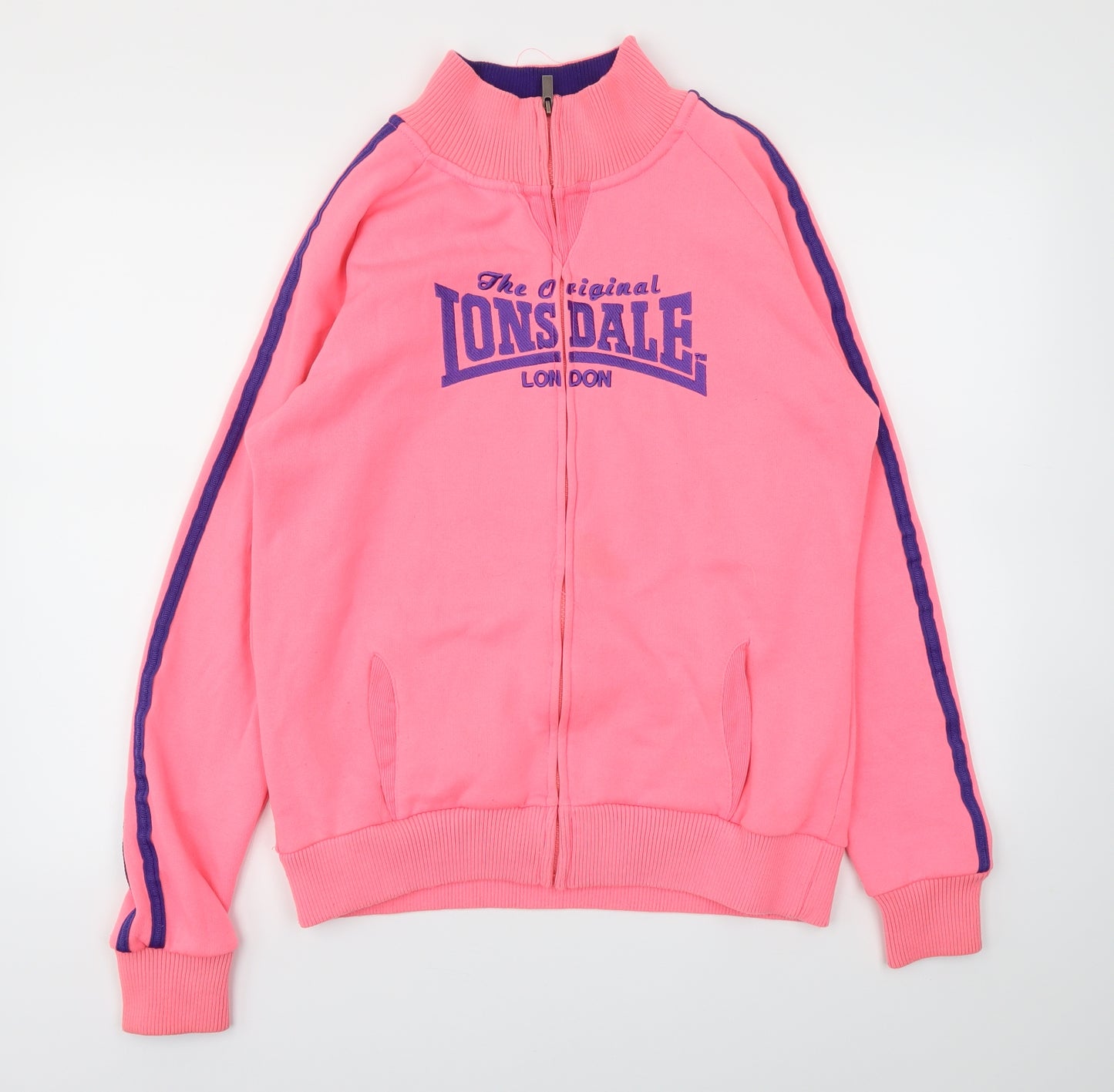 Lonsdale Womens Pink Animal Print  Full Zip Jumper Size 14
