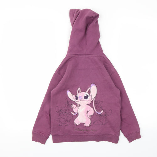 Disney Girls Purple Animal Print  Full Zip Hoodie Size 6 Years