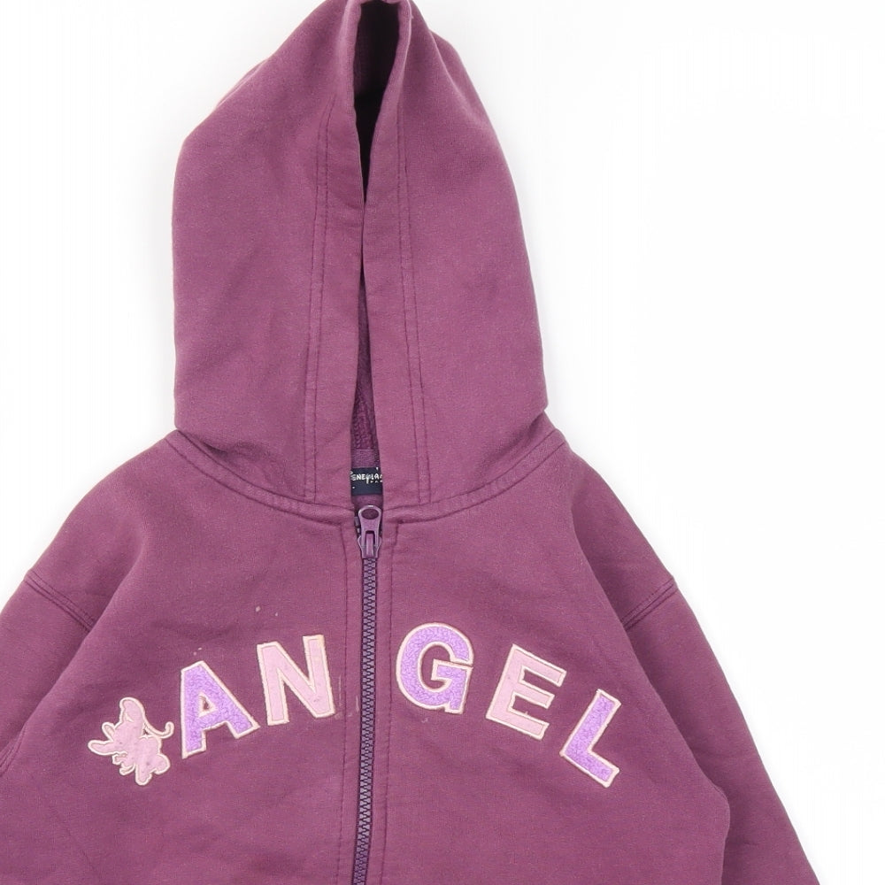 Disney Girls Purple Animal Print  Full Zip Hoodie Size 6 Years