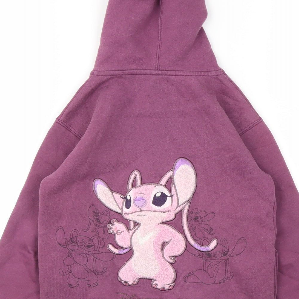 Disney Girls Purple Animal Print  Full Zip Hoodie Size 6 Years