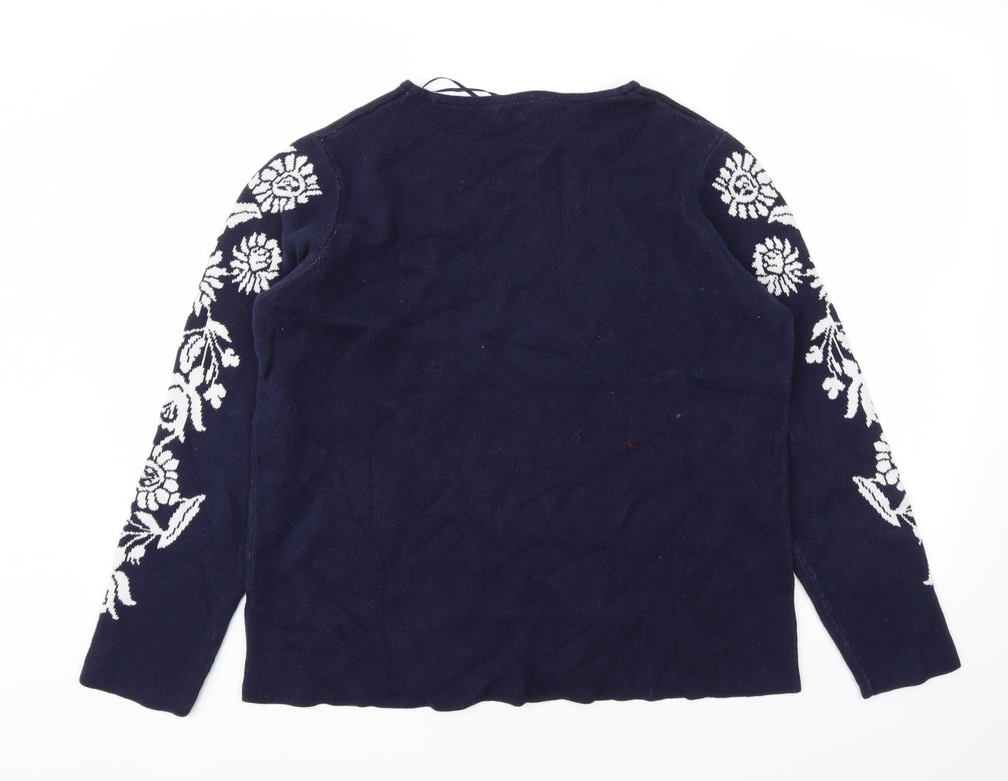 M&Co Womens Blue Floral  Pullover Hoodie Size 18