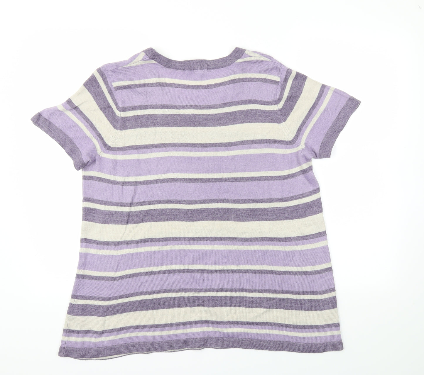 Classic Womens Purple Striped  Basic T-Shirt Size 16