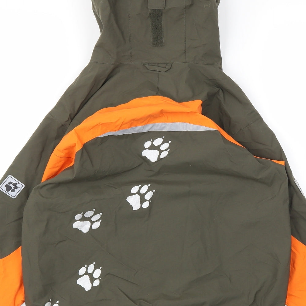 Jack Wolfskin Boys Green Animal Print  Basic Coat Coat Size 8-9 Years