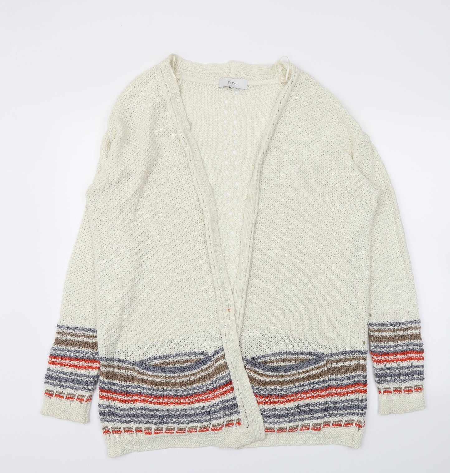 NEXT Womens Ivory Striped  Cardigan Jumper Size 12