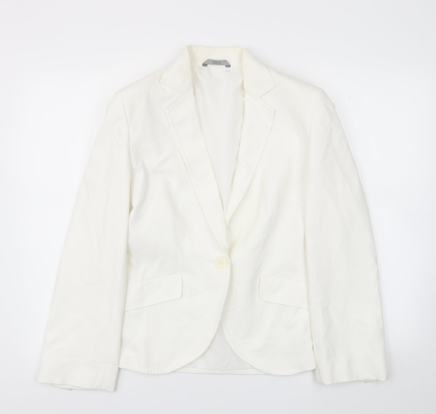 M&S Womens White   Jacket Blazer Size 14