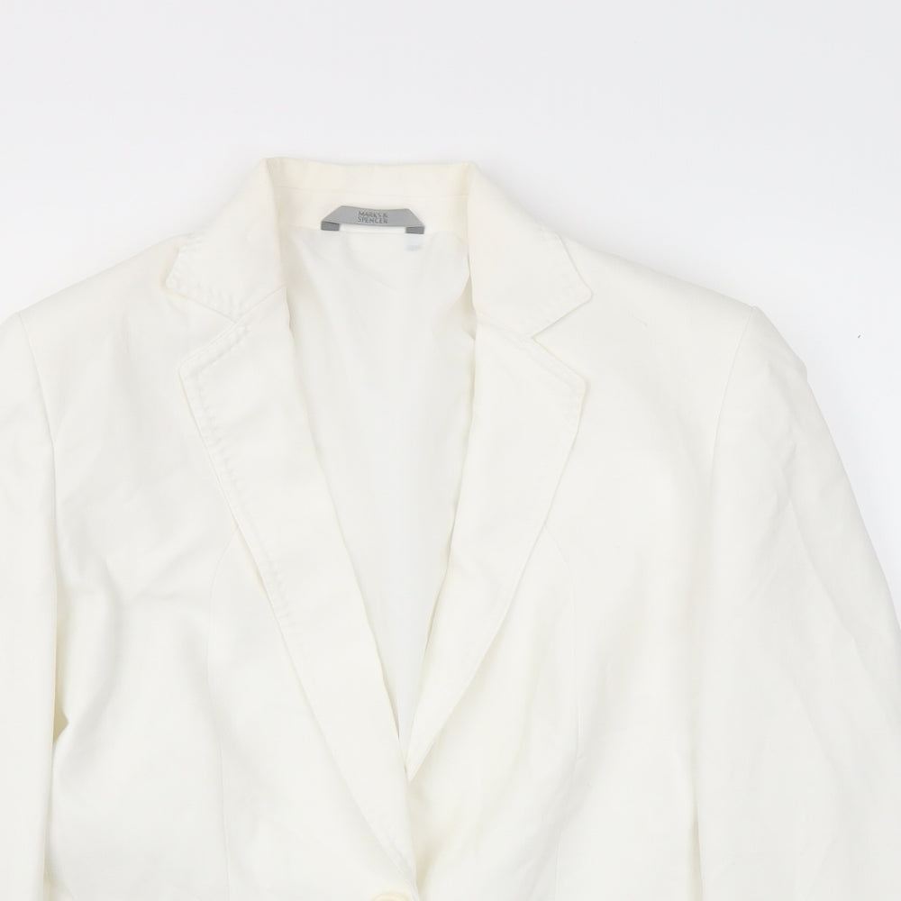 M&S Womens White   Jacket Blazer Size 14