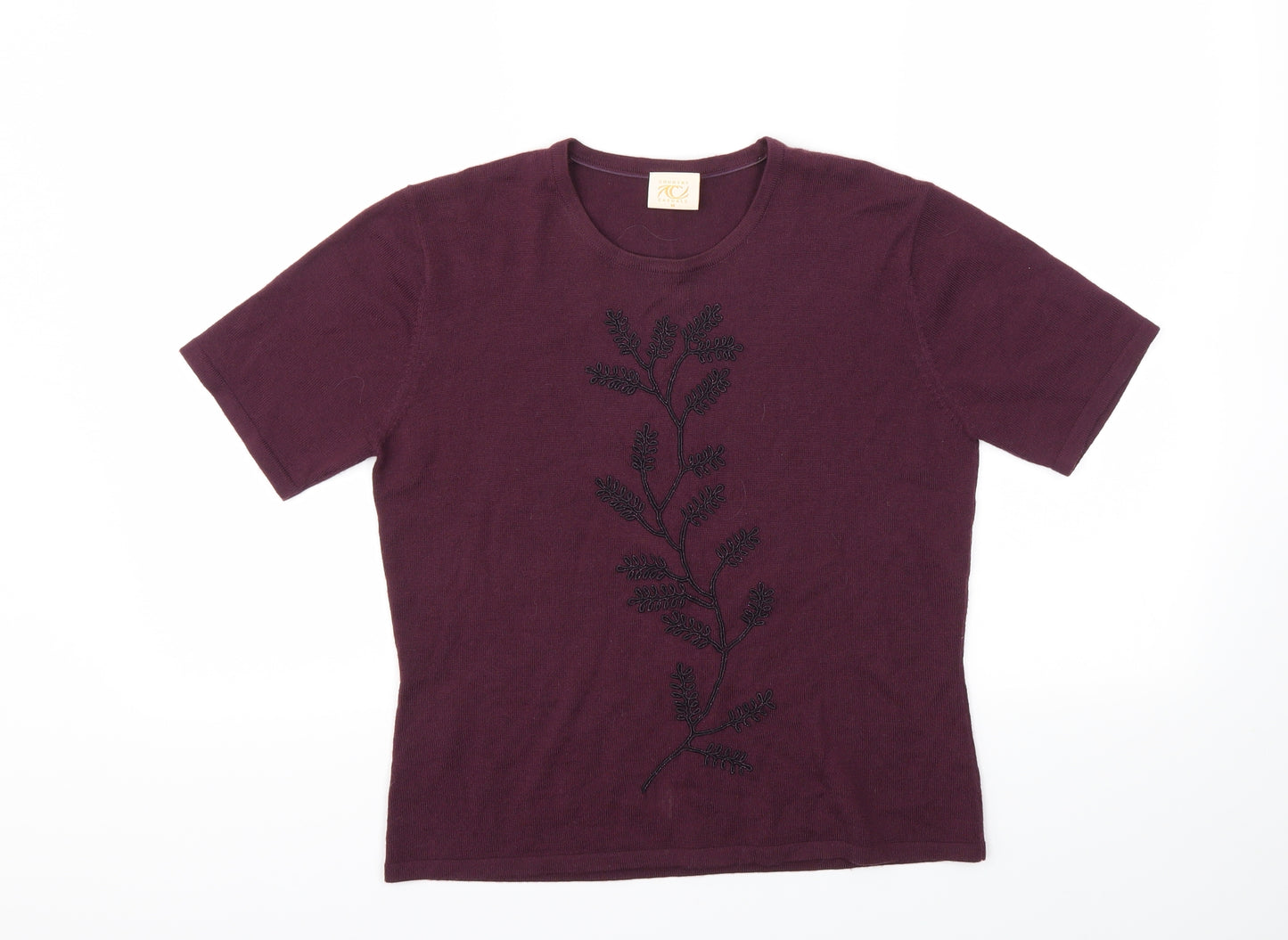 Country Casuals Womens Purple Floral  Basic T-Shirt Size M