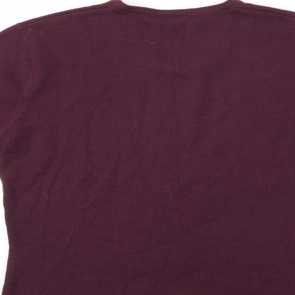 Country Casuals Womens Purple Floral  Basic T-Shirt Size M