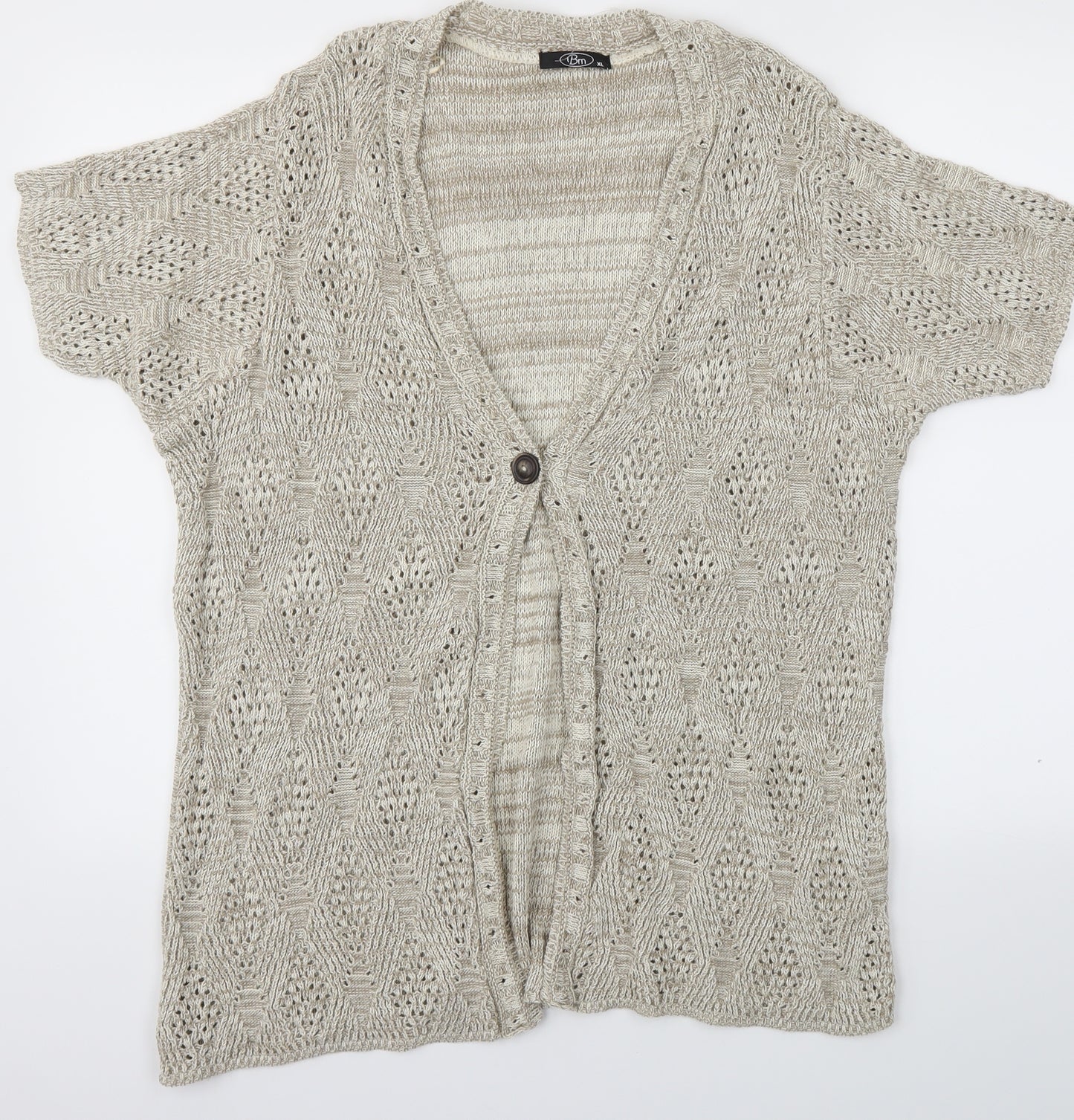 BM Womens Beige   Cardigan Jumper Size XL