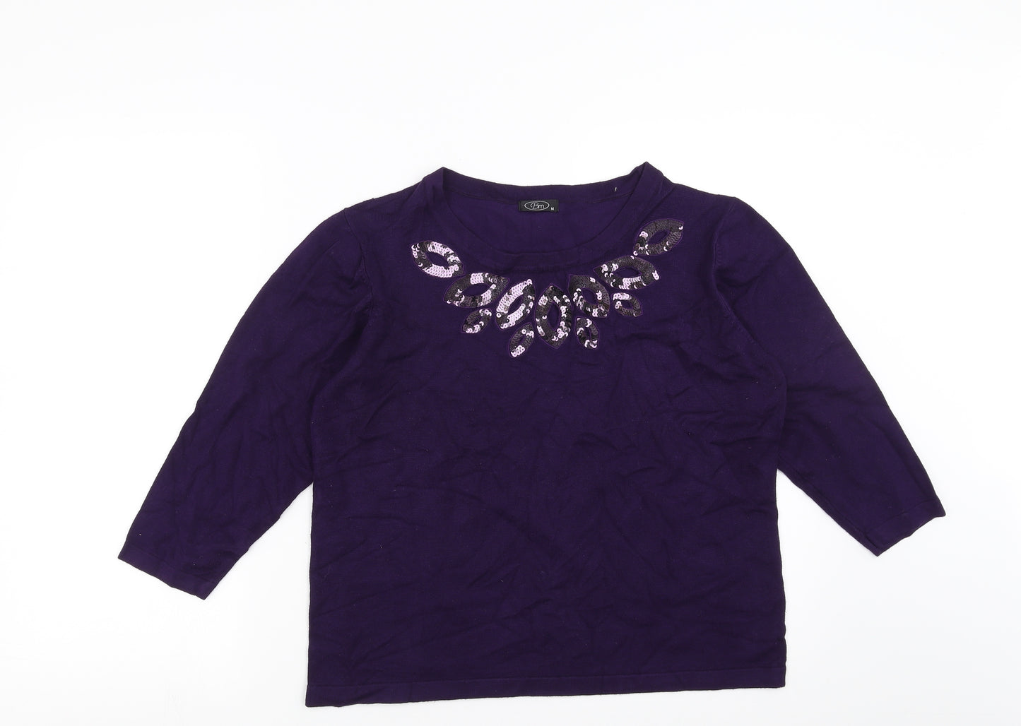 BM Womens Purple   Pullover Jumper Size M  - Sequin Neckline