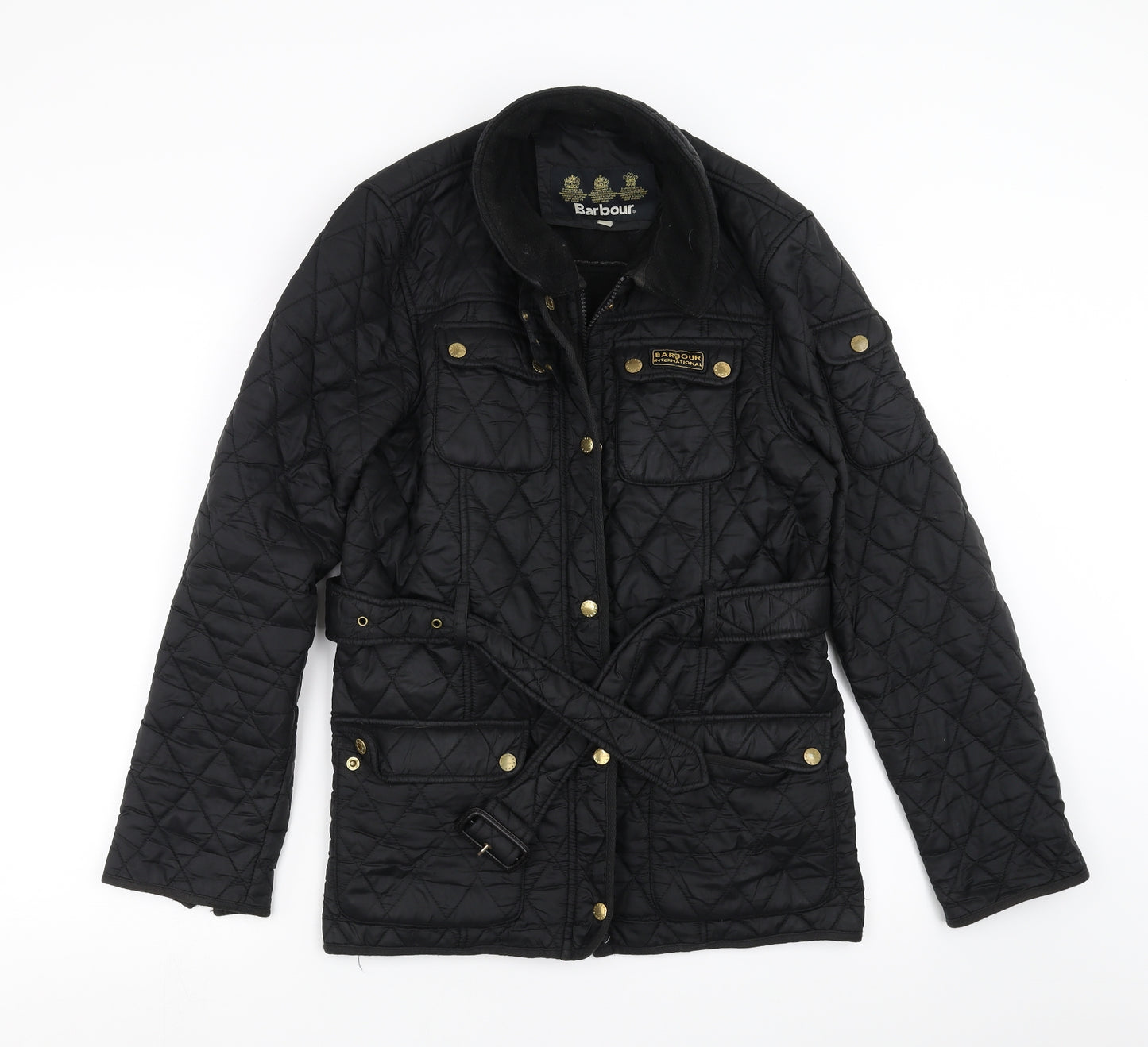 Barbour Womens Black Argyle/Diamond  Quilted Coat Size M