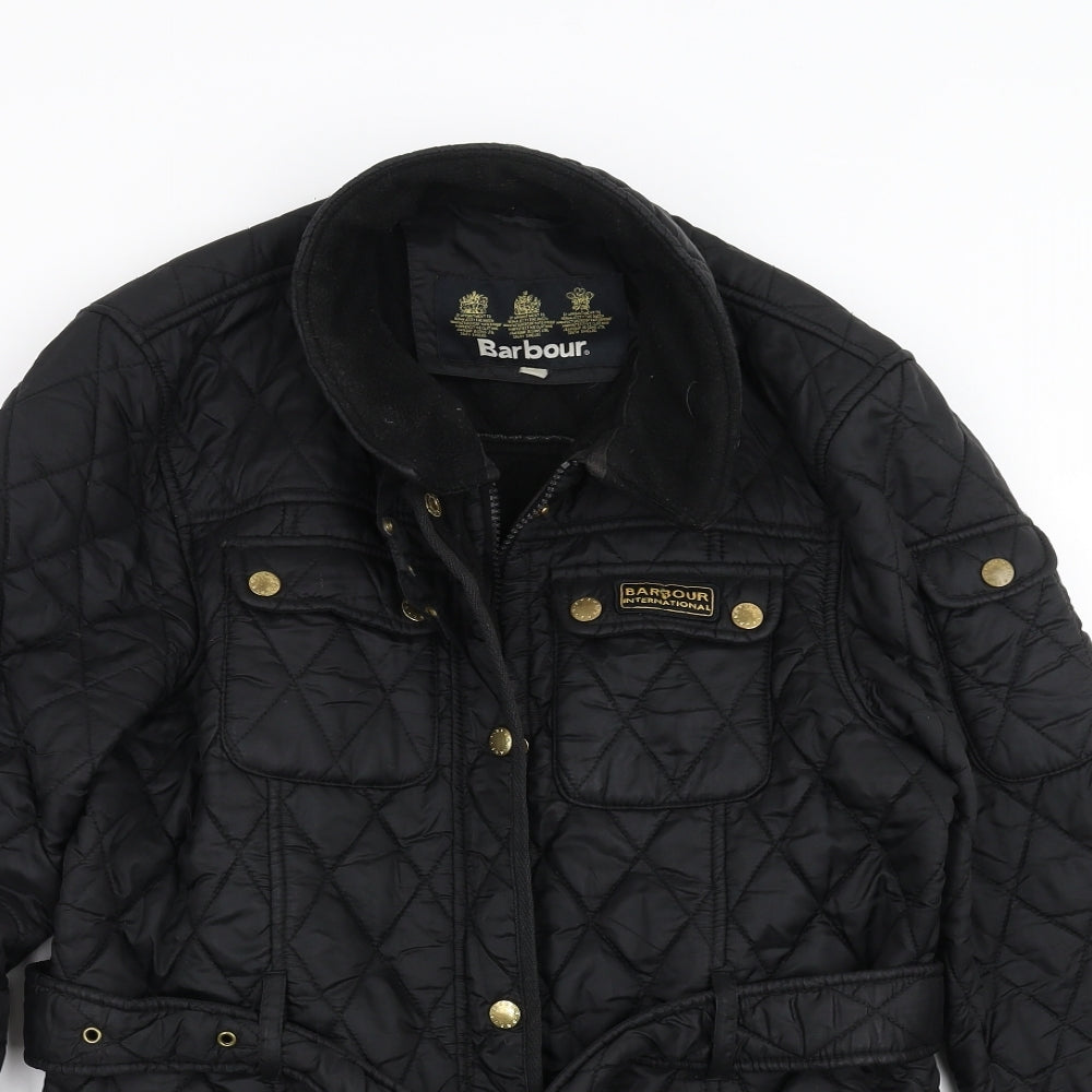 Barbour Womens Black Argyle/Diamond  Quilted Coat Size M