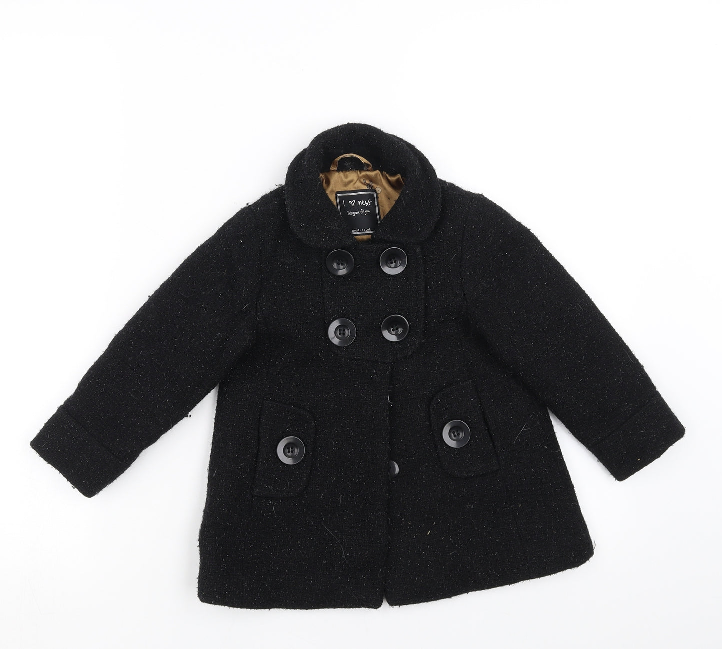 NEXT Girls Black   Pea Coat Coat Size 2-3 Years