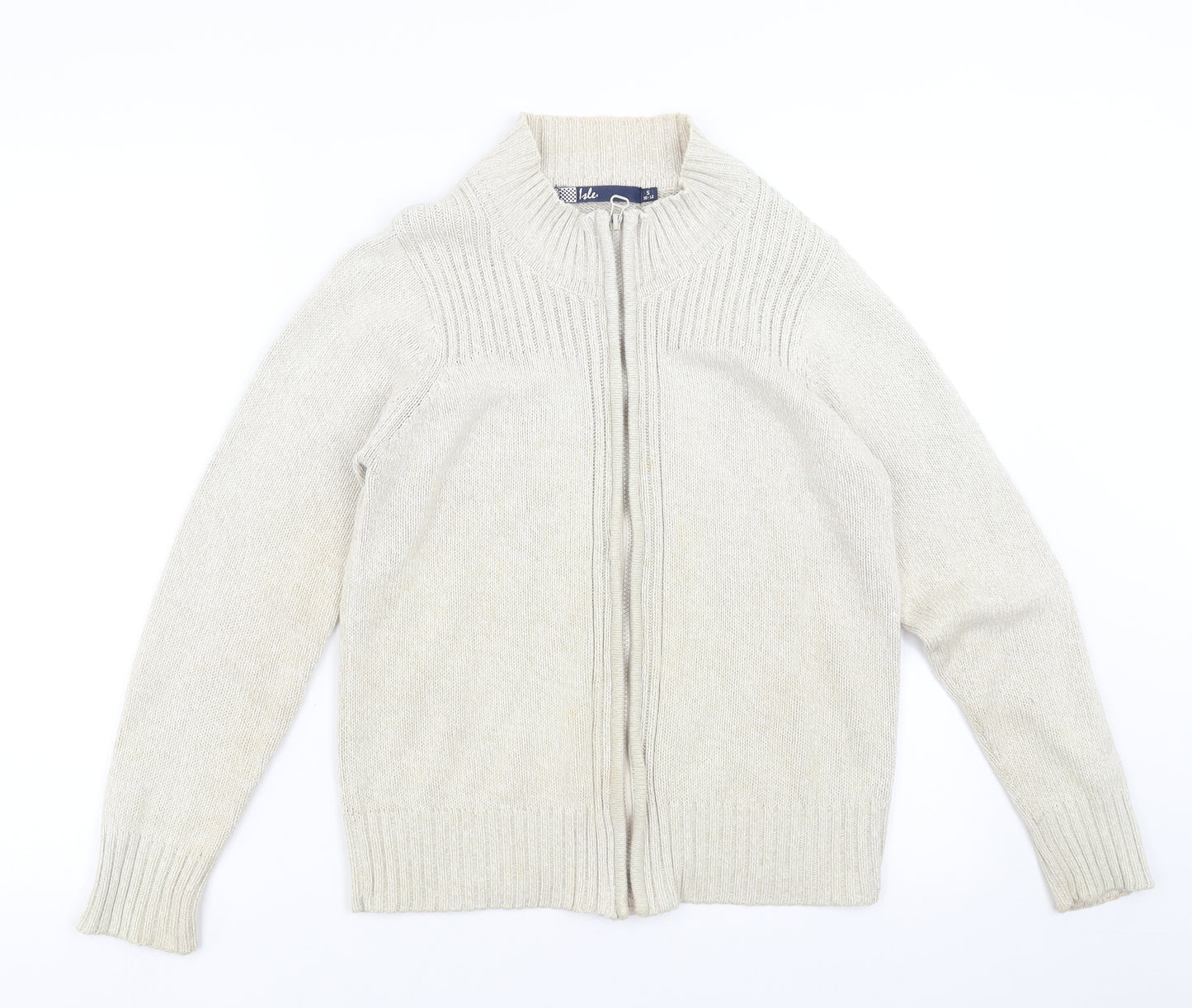 ISLE Womens Beige   Full Zip Jumper Size S