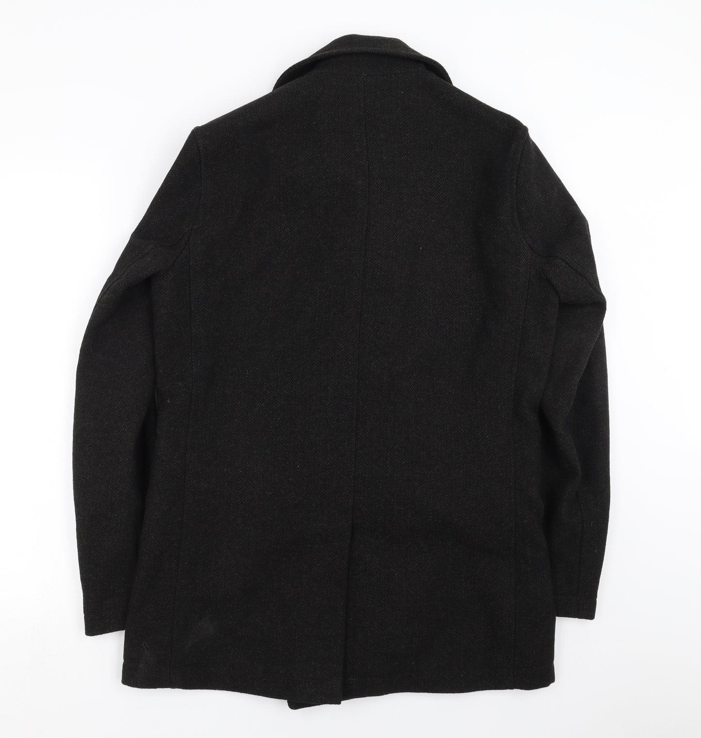 F&F Mens Black Herringbone  Jacket Coat Size S