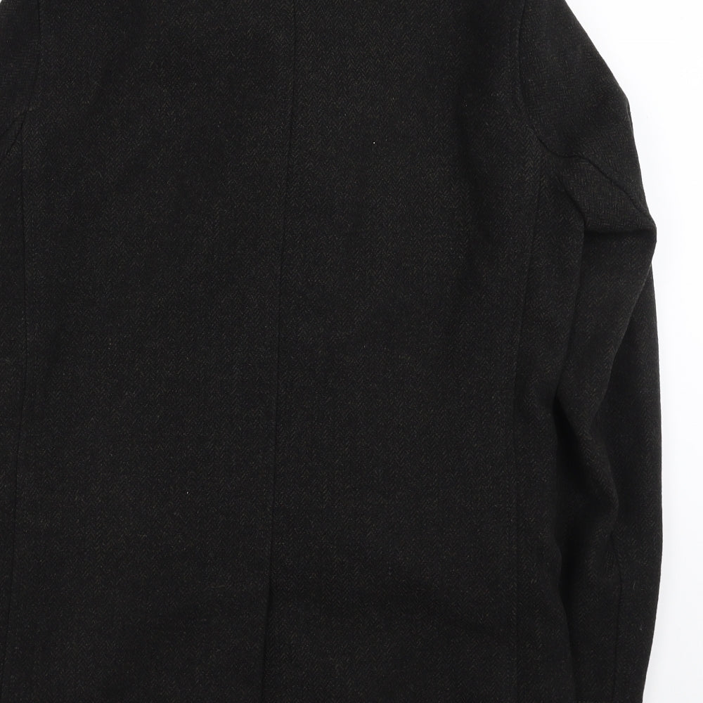F&F Mens Black Herringbone  Jacket Coat Size S