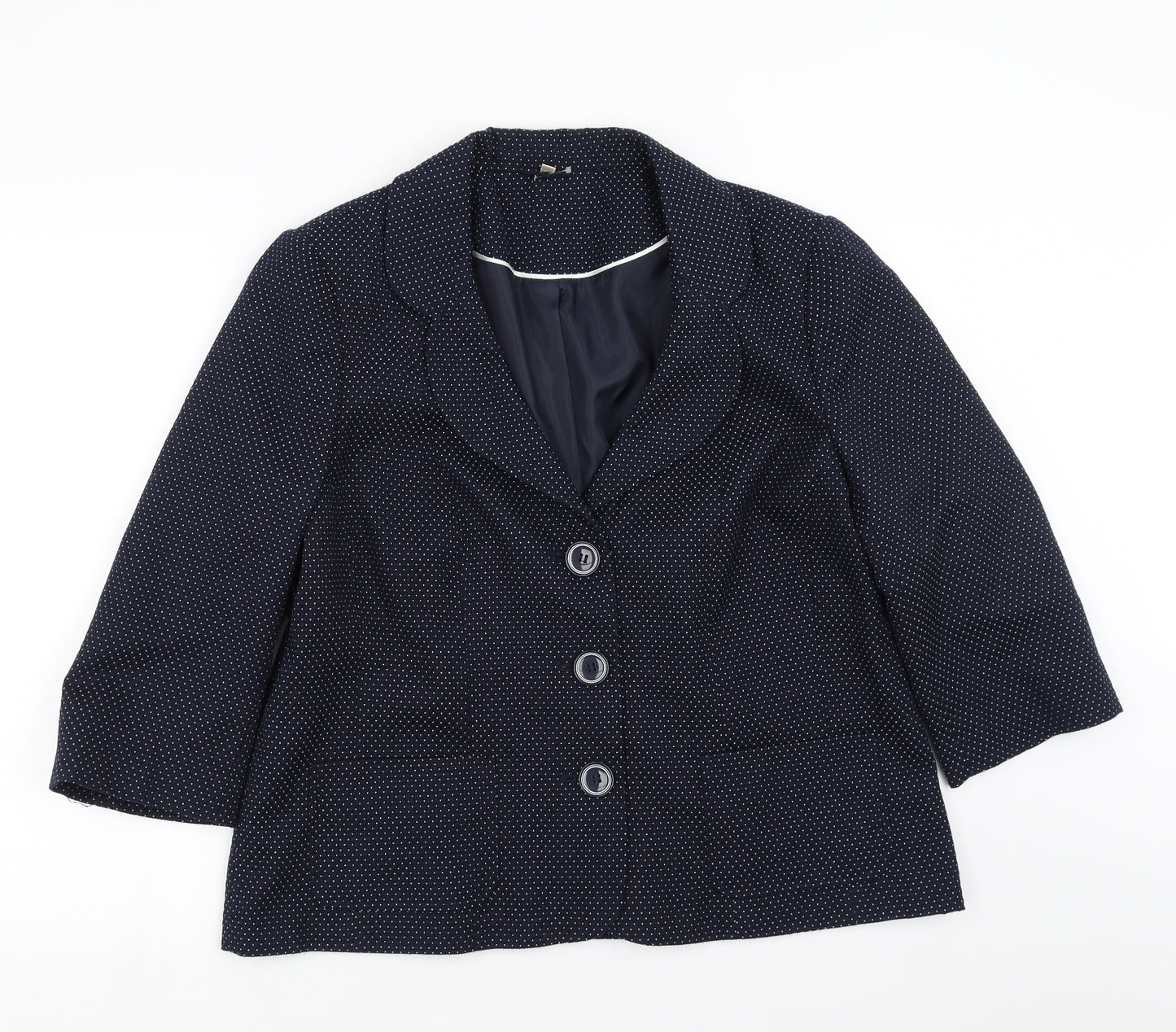 EWM Womens Blue   Jacket Suit Jacket Size 18  - dotted pattern